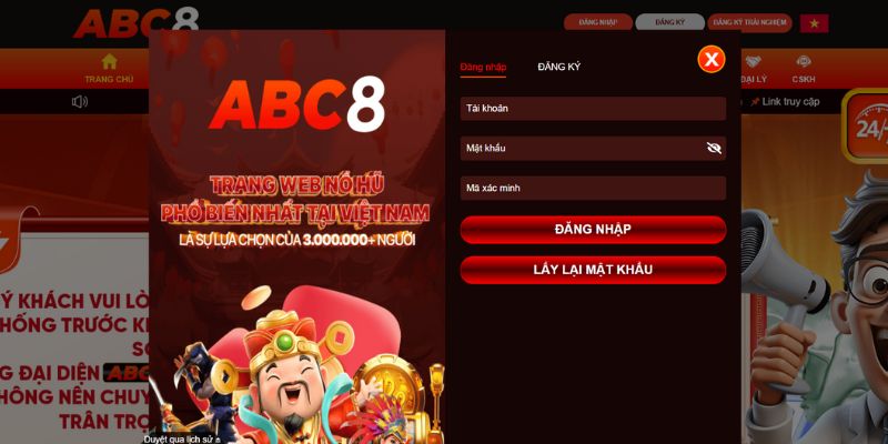 Nhập chính xác thông tin đăng nhập abc8